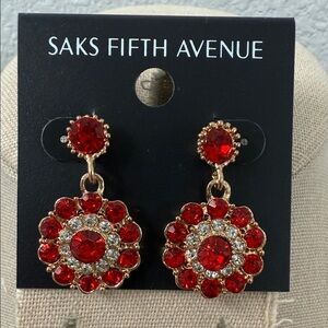 Saks Fifth Avenue Radiant Red and Gold Earrings
